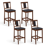 Set of 4 Upholstered Barstool 29.5 Inch Bar Height with Solid Rubber Wood Frame