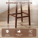 Set of 4 Upholstered Barstool 29.5 Inch Bar Height with Solid Rubber Wood Frame