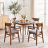Set of 4 Upholstered Dining Chairs with Curved Backrest and Rubber Wood Frame