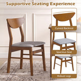 Set of 4 Upholstered Dining Chairs with Curved Backrest and Rubber Wood Frame
