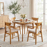 Set of 4 Upholstered Dining Chairs with Curved Backrest and Rubber Wood Frame