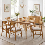 Set of 4 Upholstered Dining Chairs with Curved Backrest and Rubber Wood Frame