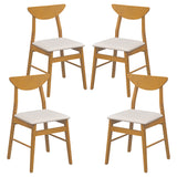 Set of 4 Upholstered Dining Chairs with Curved Backrest and Rubber Wood Frame