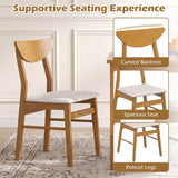 Set of 4 Upholstered Dining Chairs with Curved Backrest and Rubber Wood Frame