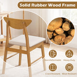 Set of 4 Upholstered Dining Chairs with Curved Backrest and Rubber Wood Frame