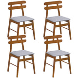 Set of 4 Upholstered Dining Chairs with Padded Seat and Solid Wood Legs