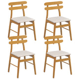 Set of 4 Upholstered Dining Chairs with Padded Seat and Solid Wood Legs