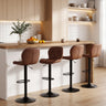 Set of 4 Upholstered Swivel Bar Stools with Adjustable Height and Curved Backs