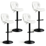 Set of 4 Upholstered Swivel Bar Stools with Adjustable Height and Curved Backs
