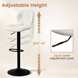 Set of 4 Upholstered Swivel Bar Stools with Adjustable Height and Curved Backs