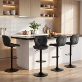 Set of 4 Upholstered Swivel Bar Stools with Adjustable Height and Curved Backs