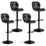 Set of 4 Upholstered Swivel Bar Stools with Adjustable Height and Curved Backs