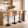 Set of 4 Upholstered Swivel Bar Stools with Adjustable Height and Curved Backs