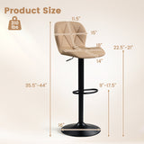 Set of 4 Upholstered Swivel Bar Stools with Adjustable Height and Curved Backs