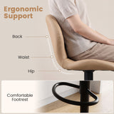 Set of 4 Upholstered Swivel Bar Stools with Adjustable Height and Curved Backs