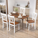 Set of 4 Wooden Farmhouse Kitchen Chairs with Rubber Wood Seat