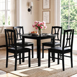 Set of 4 Wooden Dining Chairs with Faux Leather Padded Seat for Kitchen