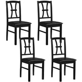 Set of 4 Wooden Dining Chairs with Faux Leather Padded Seat for Kitchen