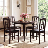 Set of 4 Wooden Dining Chairs with Faux Leather Padded Seat for Kitchen