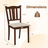 Set of 4 Wooden Dining Chair with Hollow Back and Soft-padded Cushion