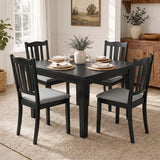 Set of 4 Wooden Dining Chair with Hollow Back and Soft-padded Cushion