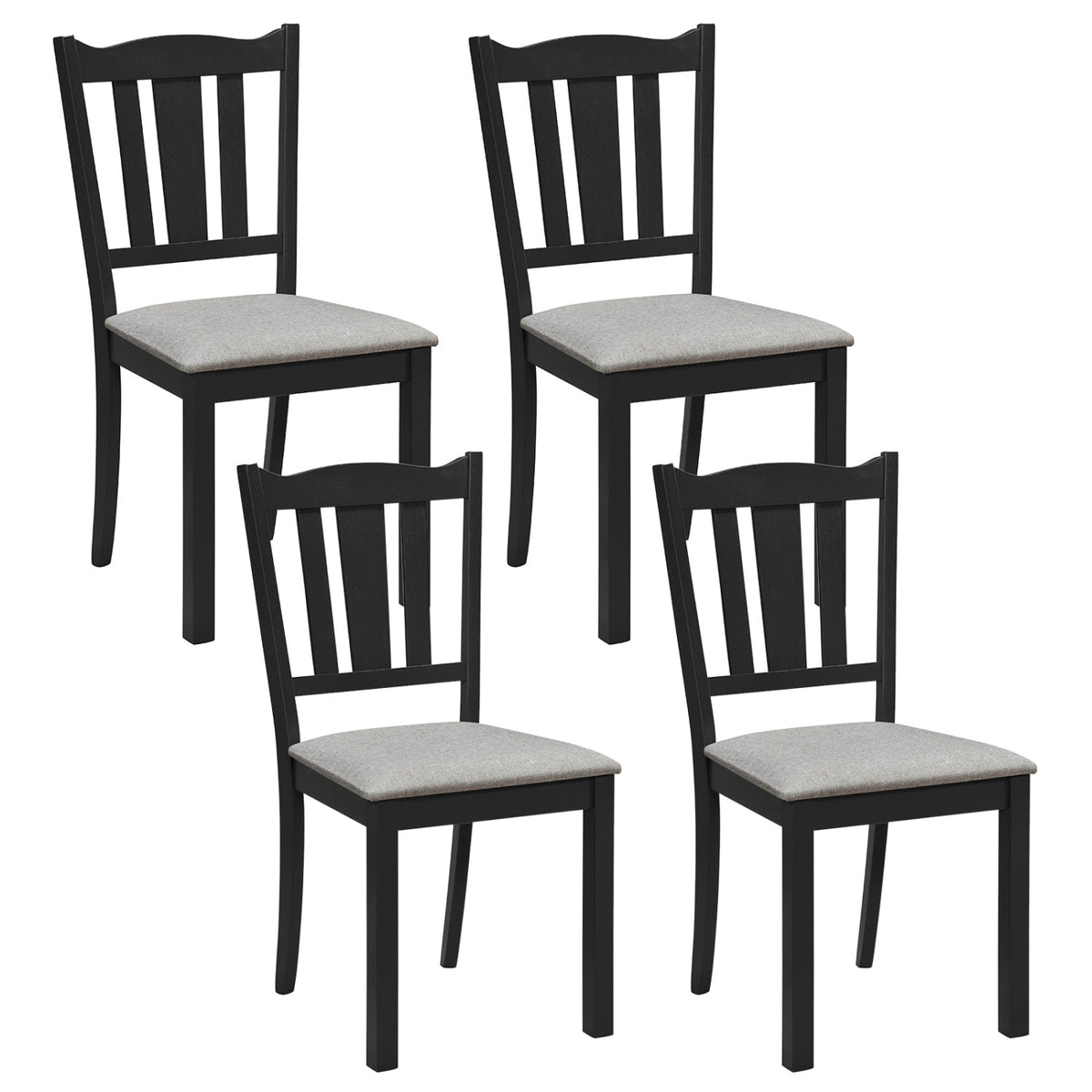 Set of 4 Wooden Dining Chair with Hollow Back and Soft-padded Cushion