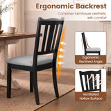 Set of 4 Wooden Dining Chair with Hollow Back and Soft-padded Cushion