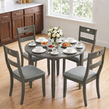 Set of 4 Wooden Dining Chairs with Padded Seats and Rubber Wood Frame
