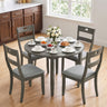 Set of 4 Wooden Dining Chairs with Padded Seats and Rubber Wood Frame