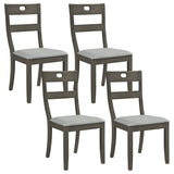 Set of 4 Wooden Dining Chairs with Padded Seats and Rubber Wood Frame