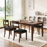 Set of 4 Wooden Dining Chairs with Padded Seats and Rubber Wood Frame