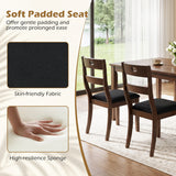 Set of 4 Wooden Dining Chairs with Padded Seats and Rubber Wood Frame