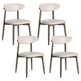 Set of 4 Wooden Modern Upholstered Dining Chairs with Curved Backrest