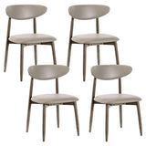Set of 4 Wooden Modern Upholstered Dining Chairs with Curved Backrest