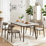 Set of 4 Wooden Modern Upholstered Dining Chairs with Curved Backrest