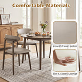 Set of 4 Wooden Modern Upholstered Dining Chairs with Curved Backrest