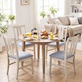 Set of 4 Wooden Upholstered Dining Chairs with High Curved Back