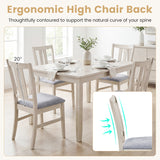 Set of 4 Wooden Upholstered Dining Chairs with High Curved Back