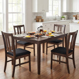 Set of 4 Wooden Upholstered Dining Chairs with High Curved Back