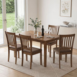 Set of 4 Wooden Upholstered Dining Chairs with Rubber Wood Frame