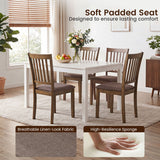 Set of 4 Wooden Upholstered Dining Chairs with Rubber Wood Frame