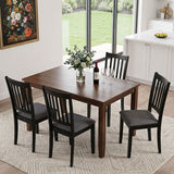 Set of 4 Wooden Upholstered Dining Chairs with Rubber Wood Frame