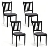 Set of 4 Wooden Upholstered Dining Chairs with Rubber Wood Frame