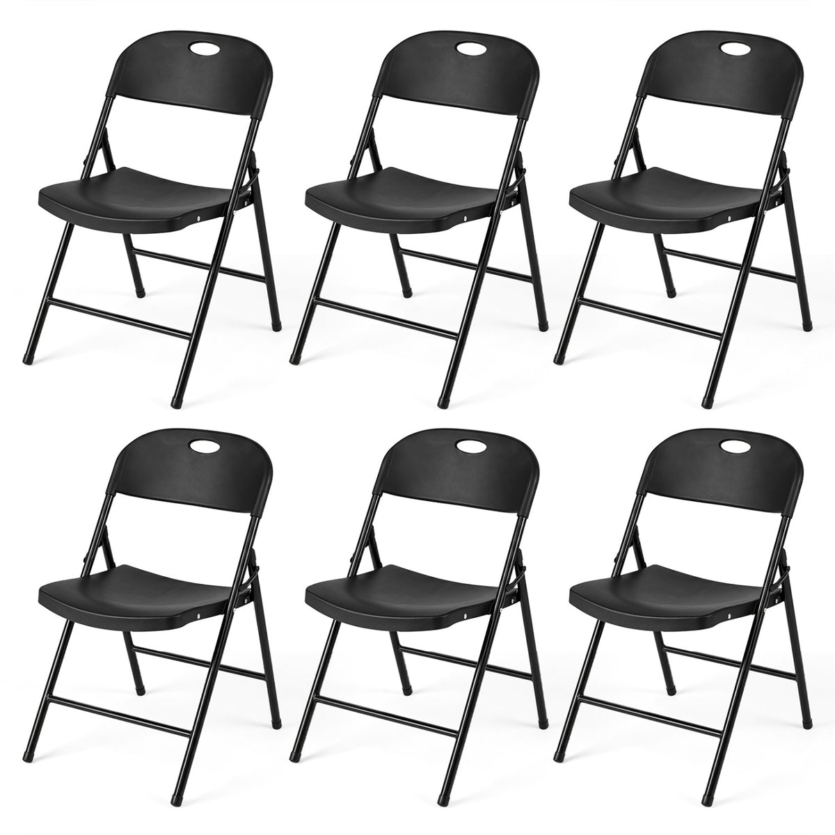 Set of 6 Foldable Plastic Chairs with Ergonomic Backrest