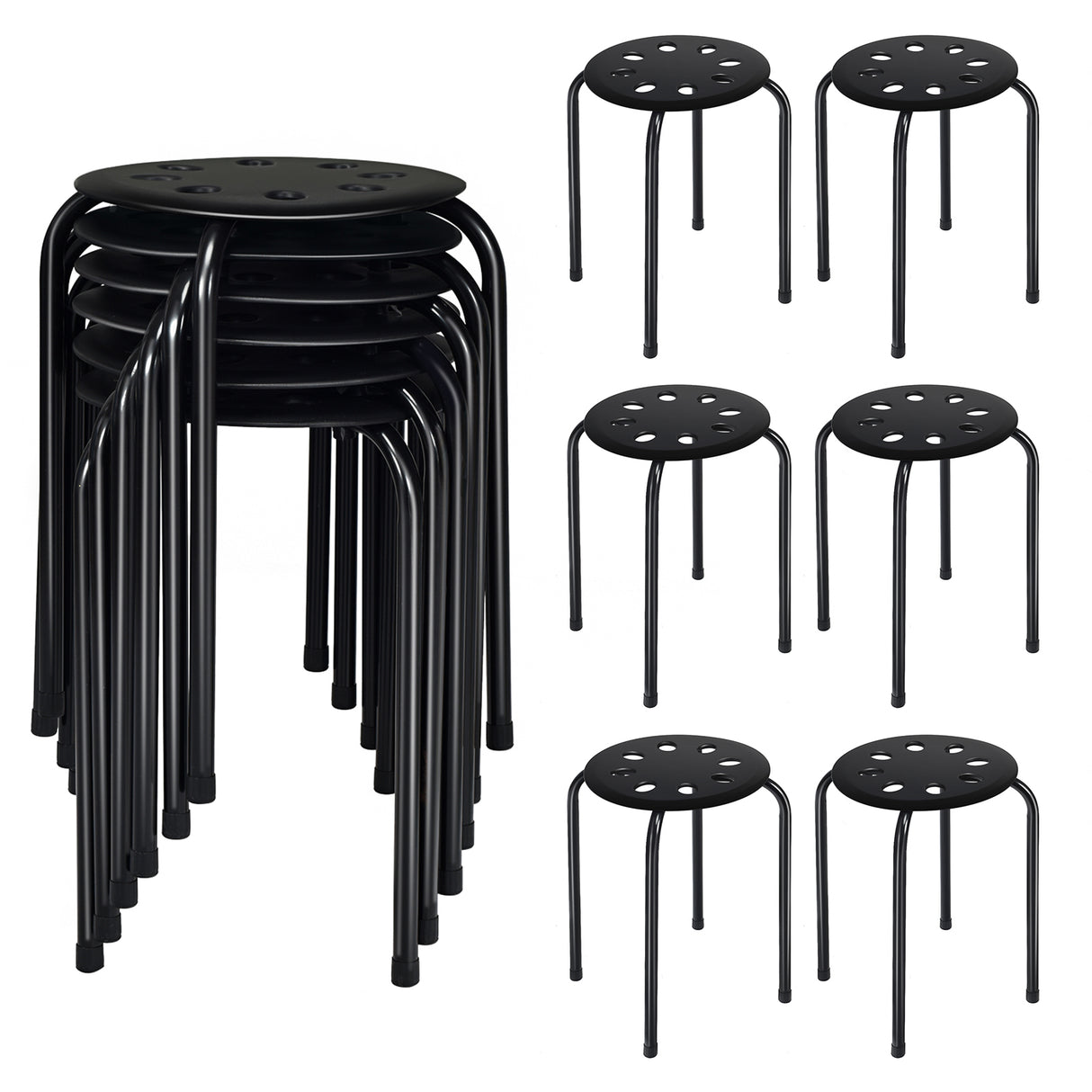 Set of 6 Portable Plastic Stack Stools