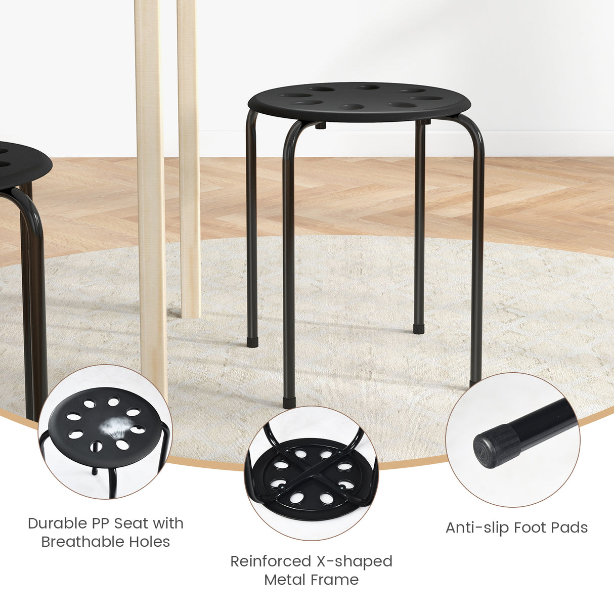 Set of 6 Portable Plastic Stack Stools