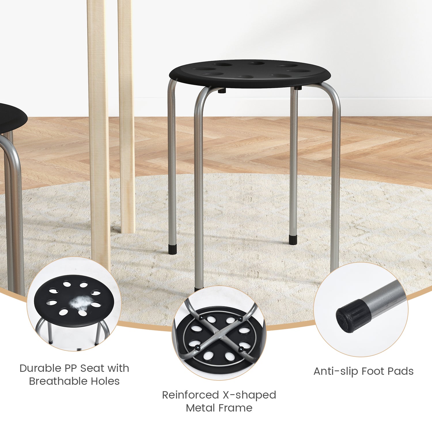 Set of 6 Portable Plastic Stack Stools