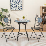 Set of 2 Mosaic Chairs for Patio Metal Folding Chairs