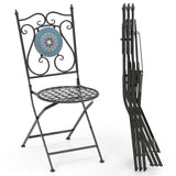 Set of 2 Mosaic Chairs for Patio Metal Folding Chairs