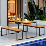 Set of 2 Patio Dining Bench for 2-3 Person Indoor Outdoor